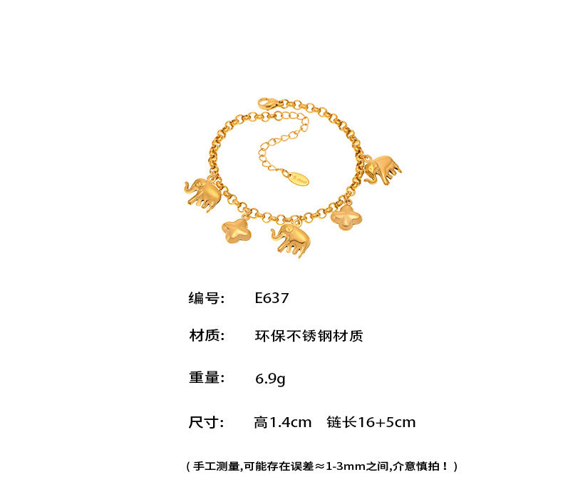 B廠-大象空心花朵DIY配件O字手鍊時尚歐美不鏽鋼鍍真金流行配飾「E637」25.05-5