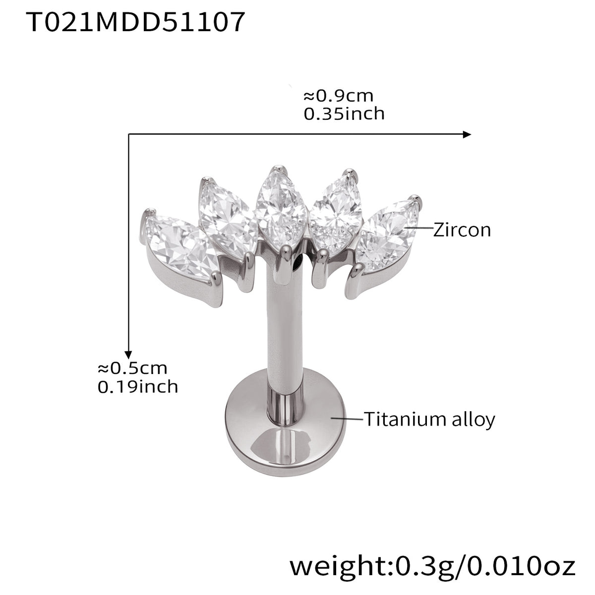 B廠-撒旦的孩子美人魚穿刺唇釘女鈦合釘甜酷辣妹唇環鈦合金飾品「T009」25.11-2