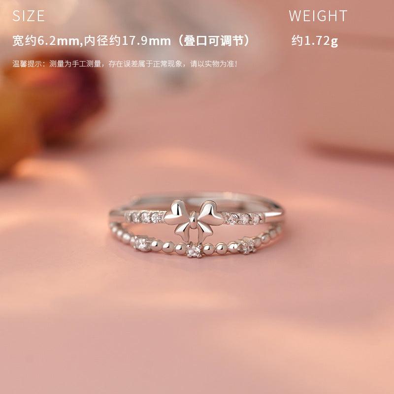 D廠-原創S925純銀悅心系列可愛蝴蝶戒指蝴蝶結戒指女甜美指環「YC3479R_1」25.04-2