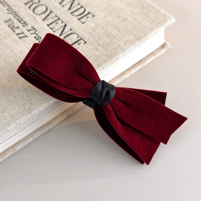 E廠-簡約復古絲絨蝴蝶結香蕉夾女後腦勺高級感髮飾氣質百搭馬尾夾髮卡「27757」25.12-1