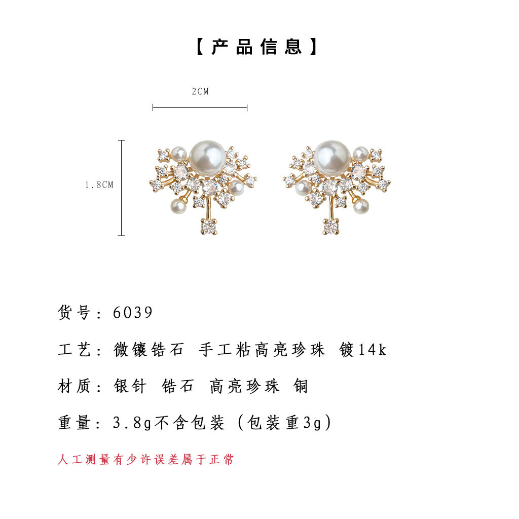 A廠-時尚高級感微鑲鋯石流星幾何甜美氣質925銀針耳飾工廠 設計師耳環「6039」25.05-3