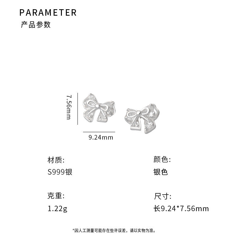 D廠-S999足銀蝴蝶結鋯石耳環清新文藝韓風韓式小眾溫柔耳飾「YC2442E_2」25.06-2