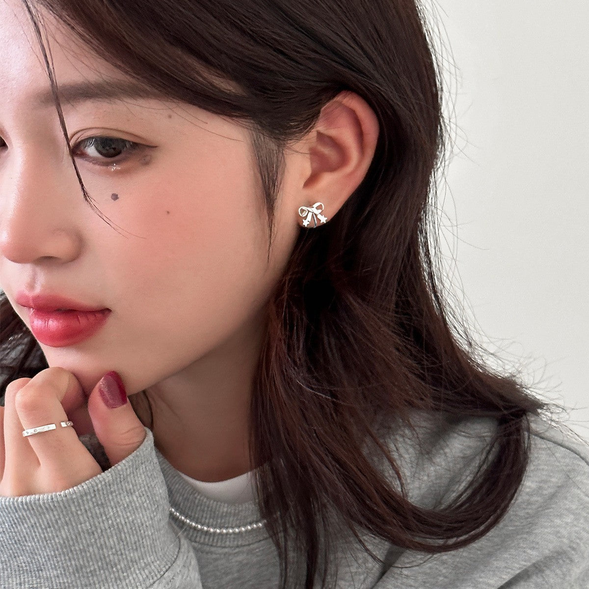 C廠-簡約日常星星蝴蝶結耳夾女2025年新款氣質小眾設計感百搭耳環耳飾「EJ-26」25.08-5