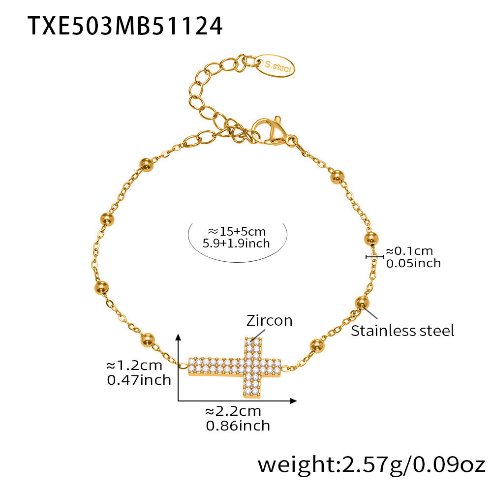 B廠-不鏽鋼超閃5A鋯石十字架戒指耳環項鍊手鍊首飾套裝鍍18k金不掉色「TXP503」25.11-4