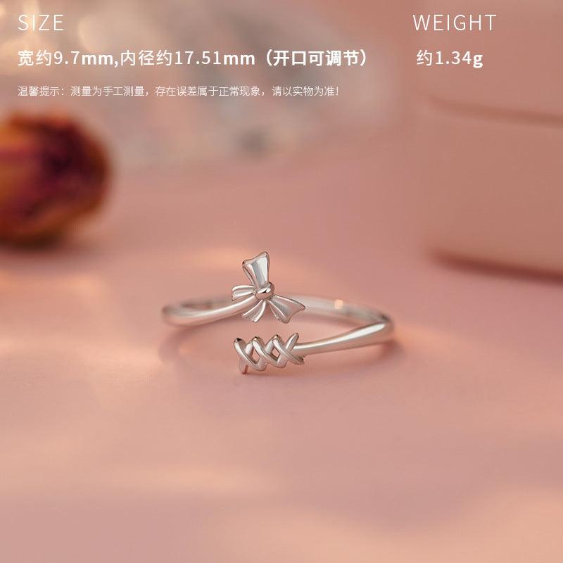 D廠-原創S925純銀悅心系列可愛蝴蝶戒指蝴蝶結戒指女甜美指環「YC3479R_1」25.04-2