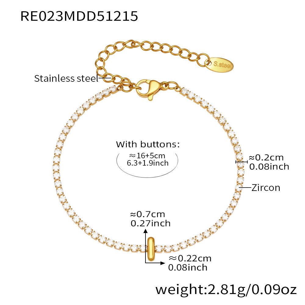 B廠-爆閃爪鑲鋯石26字母手鍊 不鏽鋼鍍18k真金時尚精緻氣質珠寶首飾女「RE023」25.12-3