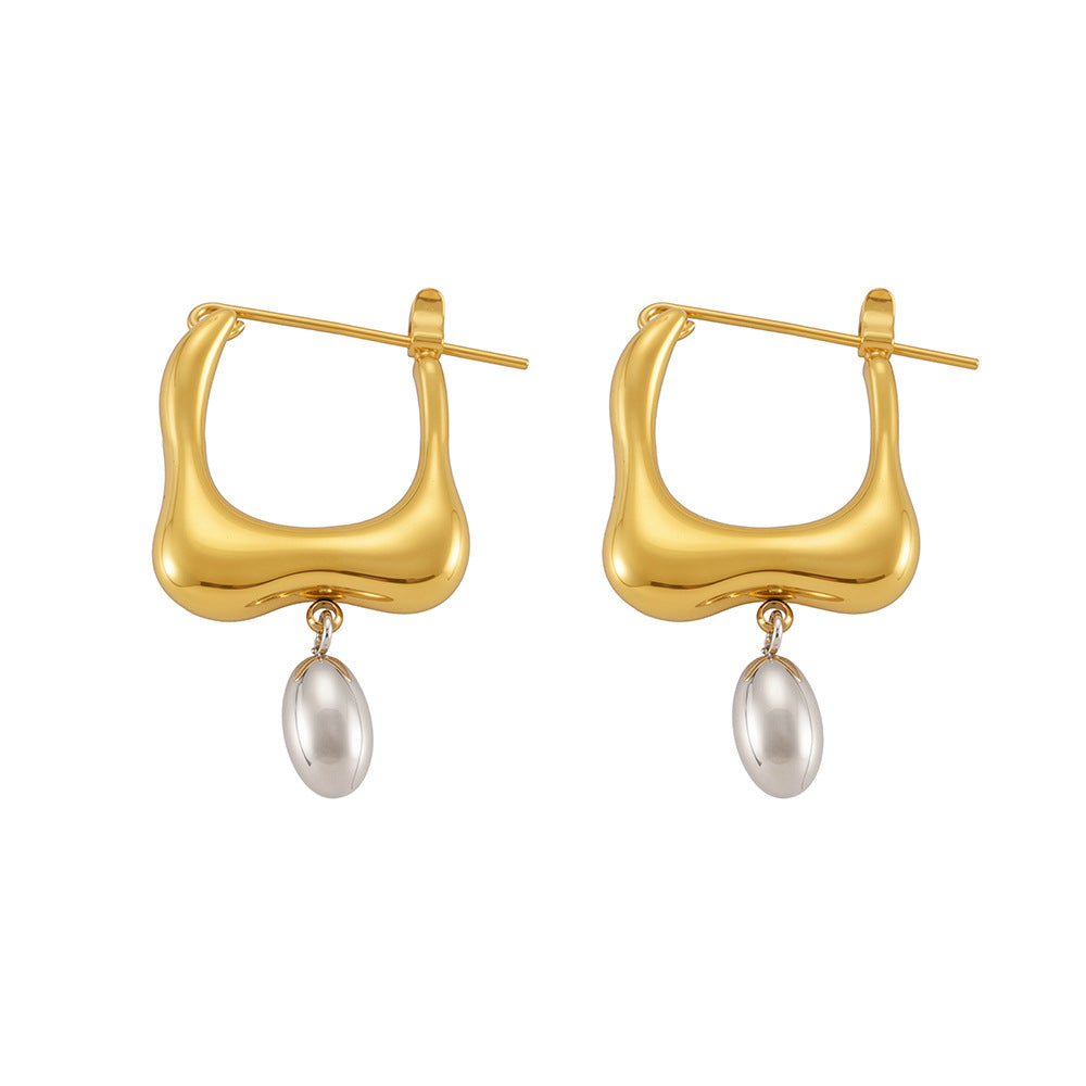 B廠-歐美不鏽鋼幾何拼色耳環高級感耳釘鈦鋼耳飾品跨境earring「F892」25.07-3
