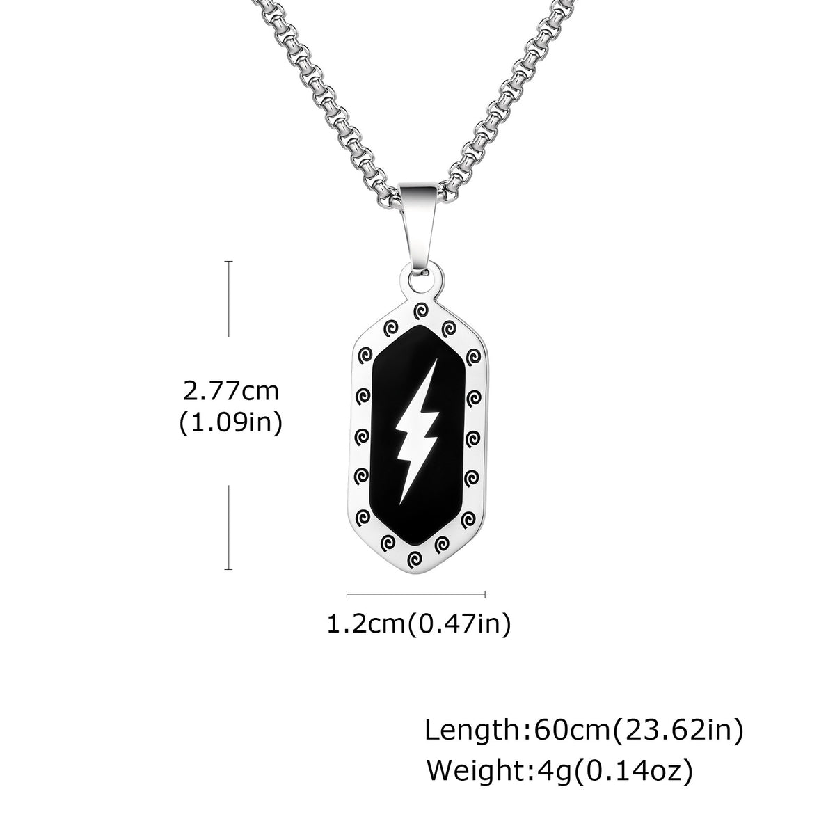 G廠-歐美男士熱銷飾品 不鏽鋼腐蝕滴黑膠閃電紋六邊形吊墜項鍊「PN-2161」25.08-1