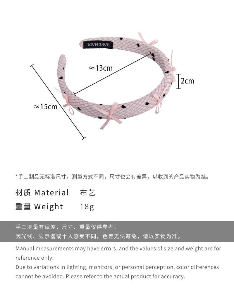 E廠-甜美少女格紋蝴蝶結髮箍高顱頂顯臉小壓髮頭箍不勒頭氣質髮卡頭飾「26718」25.03-4