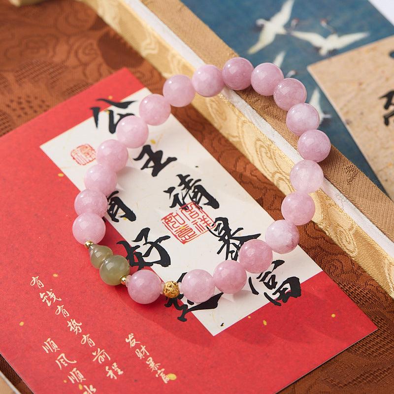 AS廠-小紅書同款仿紫色玉髓和田玉葫蘆手鍊S925銀卷草紋海棠合歡手串批發「SL0810857」25.03-3