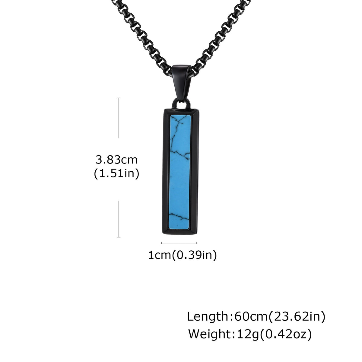 G廠-批發歐美跨境男士時尚百搭不鏽鋼瑪瑙綠松石幾何吊墜項鍊「PN-2221」25.11-1