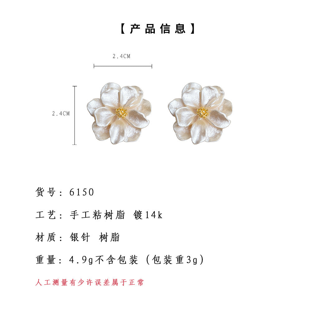 A廠-實物很美很仙~夏日新款茶花清新甜美簡約通勤百搭耳飾工廠耳環女「6150」25.05-5