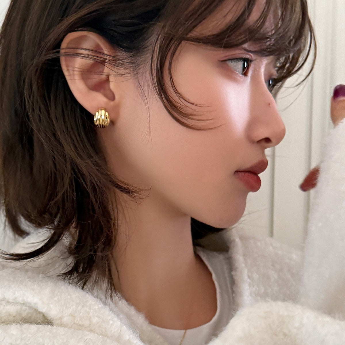 C廠-歐美潮流金屬感貝殼耳釘女輕奢設計感小眾銀針耳環百搭夏天耳飾「EH-3489」25.06-2