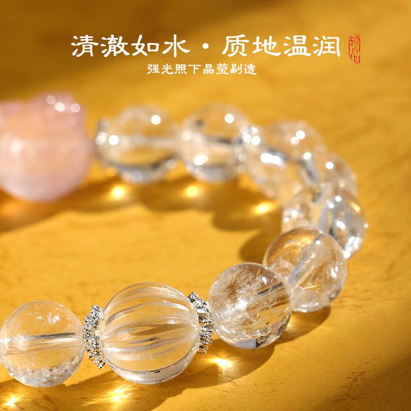 AS廠-天然白阿賽白水晶南瓜珠手鍊女清新甜美粉晶星星貔貅手串手飾批發「SL5770」24.11-5