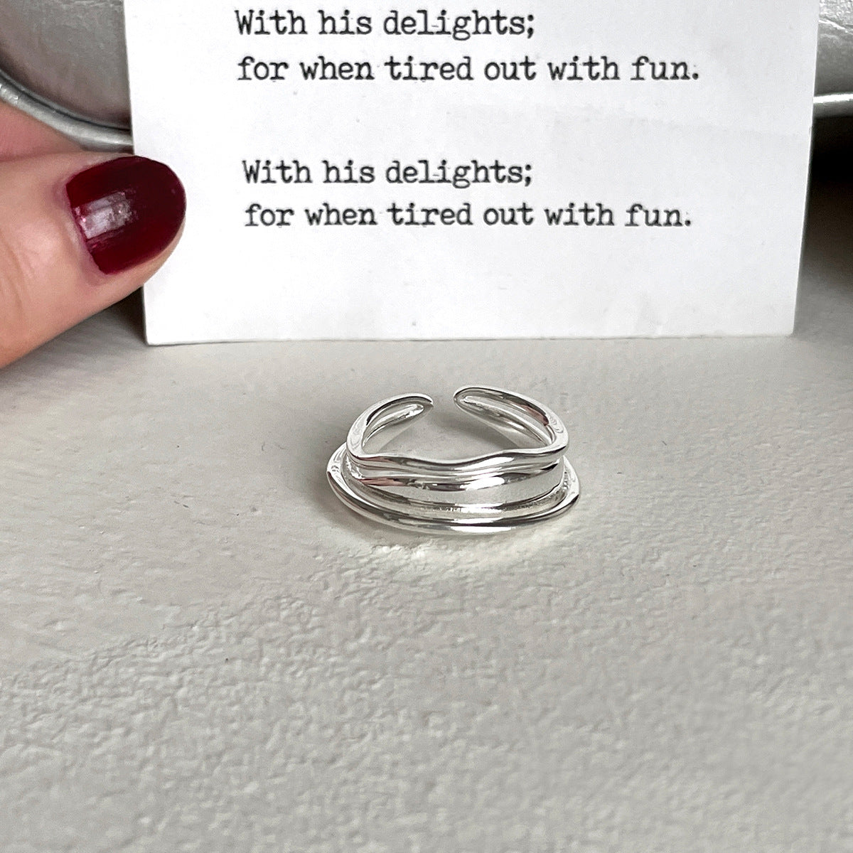 C廠-輕奢高級感純銀戒指女小眾設計個性疊戴風指環時尚ins風韓版指戒「JZ-0595」25.11-2