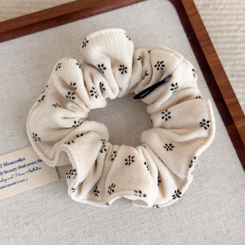 E廠-森系小碎花燈芯絨大腸髮圈高級感印花髮繩復古氣質馬尾皮筋頭繩女「27806」25.12-3