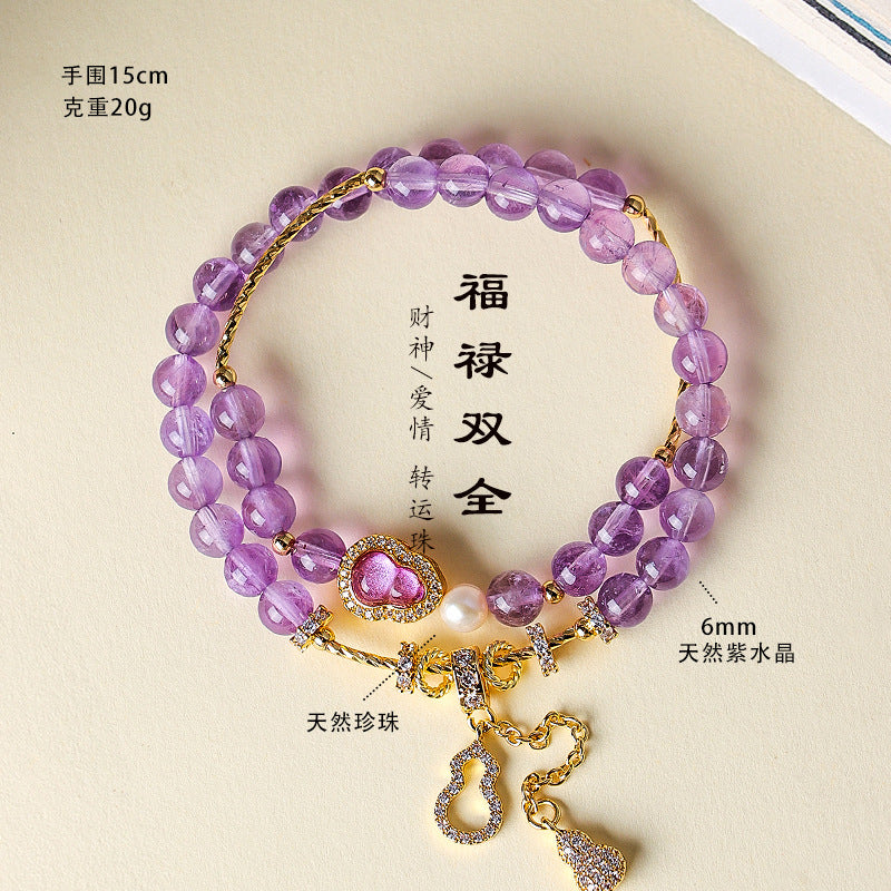 AS廠-天然黃塔水晶福祿串珠手鍊女時尚高級感淡水珍珠紫水晶海藍寶手串「SL6463」25.07-3