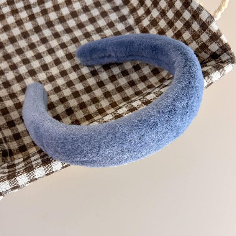 E廠-秋冬仿兔毛軟糯毛毛高顱頂寬髮箍氣質百搭溫暖毛絨絨壓髮頭箍髮飾「19179」25.11-3
