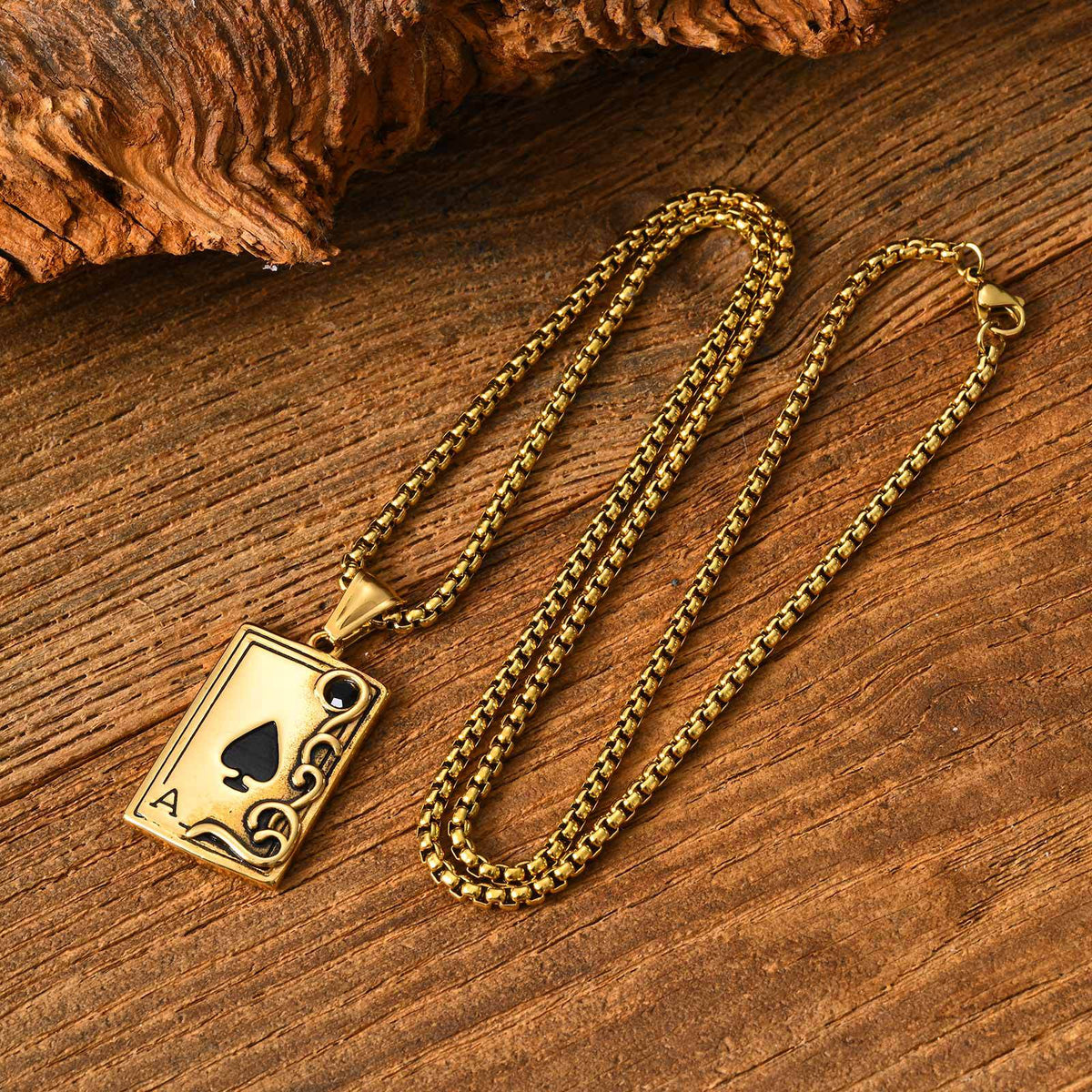 G廠-不鏽鋼撲克吊墜潮嘻哈百搭hiphop蹦迪黑桃A花紋吊墜「PN-2317S」25.12-3