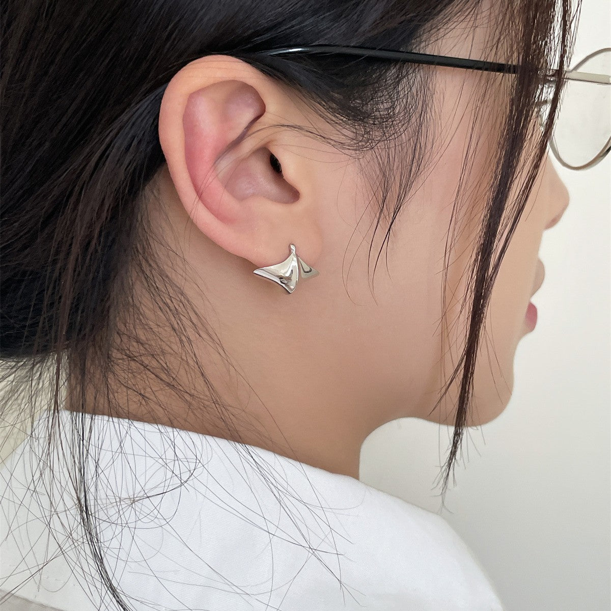 C廠-輕奢高級感獨特一葉扁舟銀針耳釘女精緻小眾冷淡風耳環設計感耳飾「EH-3791」25.07-4