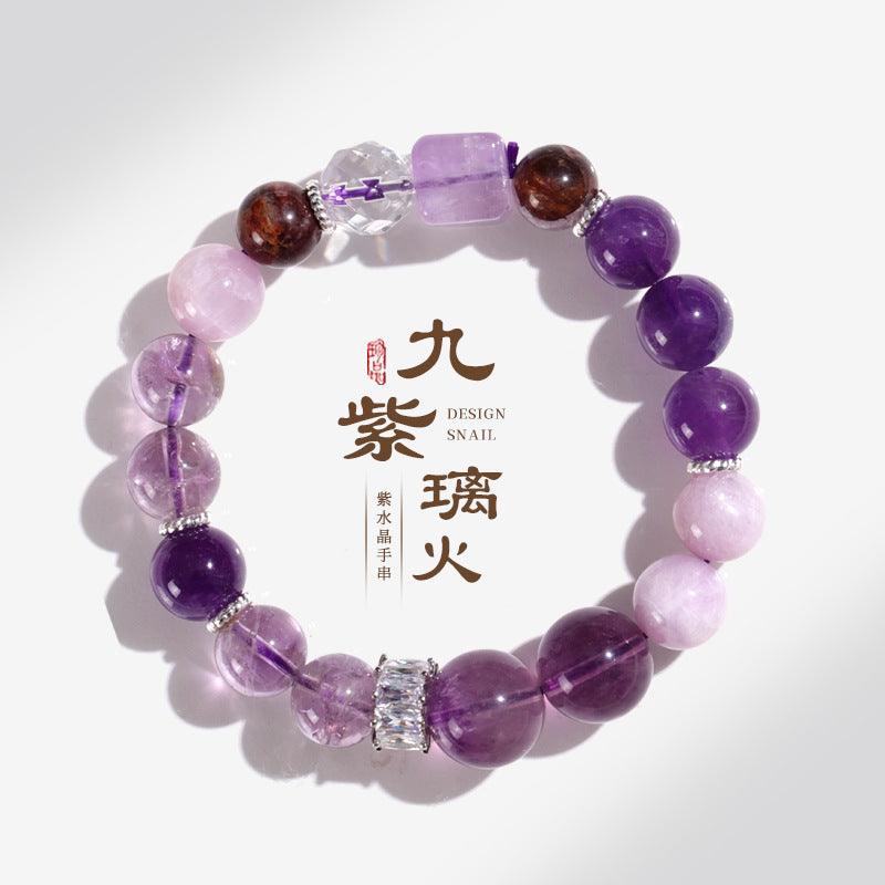 AS廠-直播爆款九紫離火天然紫水晶手串國風小紅多寶手飾原創水晶手鍊「AL8907」25.02-3