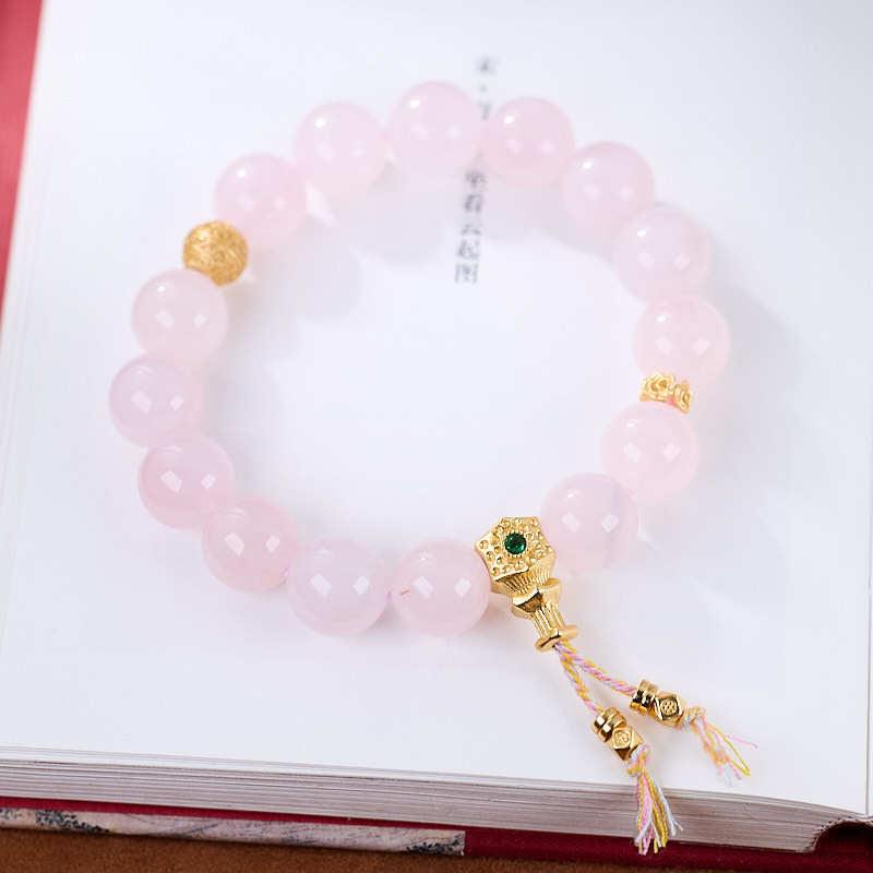 AS廠-小紅書爆款天然馬達維加斯粉晶手鍊女S925銀三通芙蓉石馬粉晶批發「JL111Q008」25.03-3