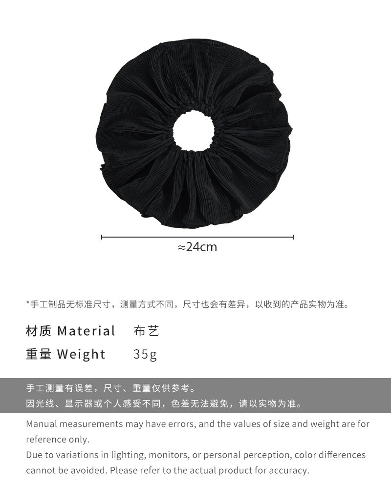 E廠-超大號優雅褶皺髮圈條紋雙層大腸圈溫柔氛圍感低馬尾頭繩頭飾品女「26904」25.05-2