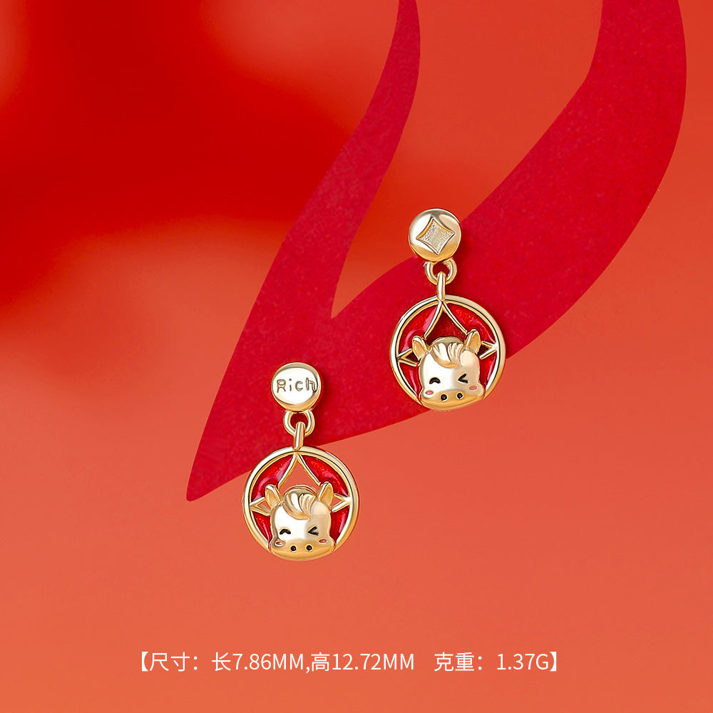 D廠-原創足銀S999財馬耳環本命年手鍊輕奢中式復古生肖馬項鍊首飾「YC10183E_1 YC2702N_1 YC5050SL_1」25.11-4