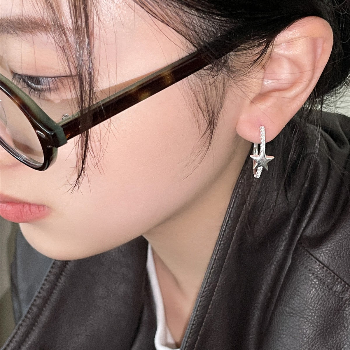 C廠-歐美ins銀針鋯石耳釘女時尚輕奢小眾設計星星耳環百搭氣質耳飾批「EH-3582」25.05-2
