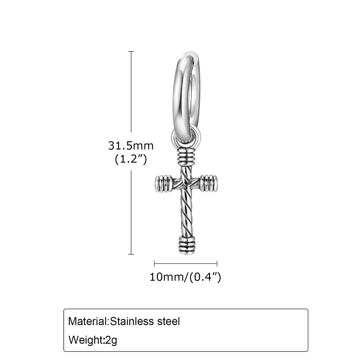 G廠-男士飾品不鏽鋼麻花十字架耳環復古「ED-748」25.04-4