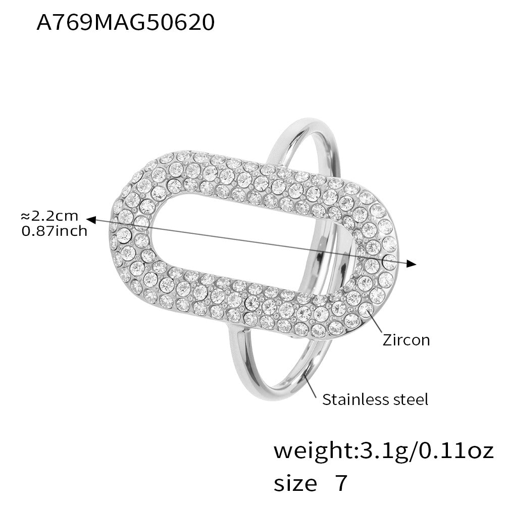 B廠-不鏽鋼5A鋯石開口戒指不掉色小眾設計感指環ring歐美風飾品「A768」25.06-4