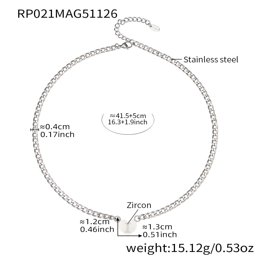 B廠-不鏽鋼愛心字母鑲嵌鋯石吊墜項鍊手鍊套裝 歐美個性首飾鍍18k真金「RP021」25.12-1