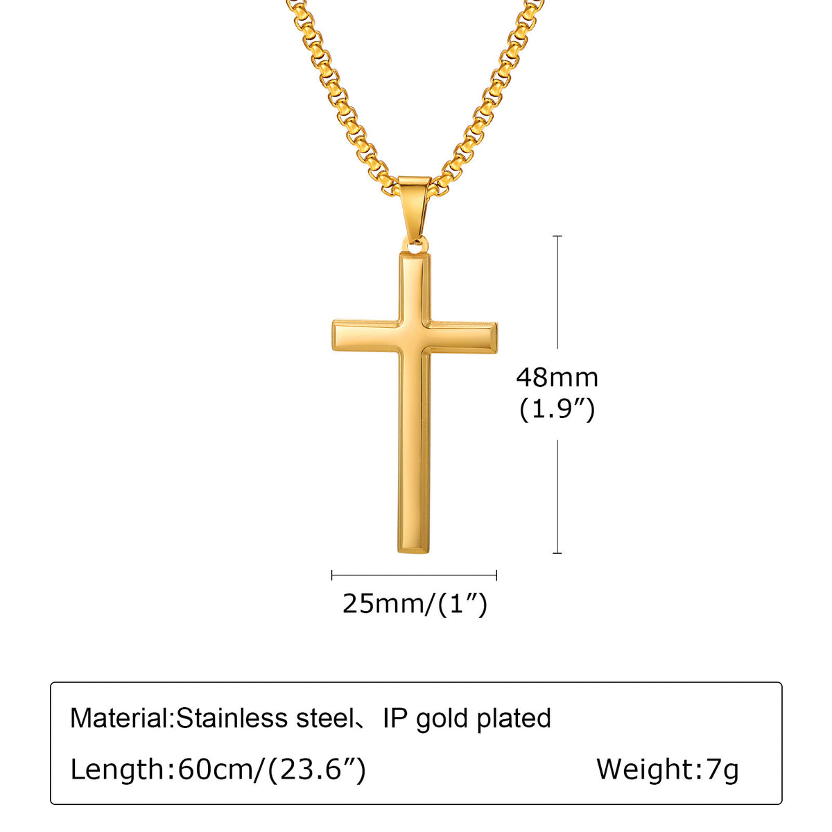 G廠-歐美配飾necklaces不鏽鋼光面十字架吊墜項鍊男士飾品「PN2045」25.04-4