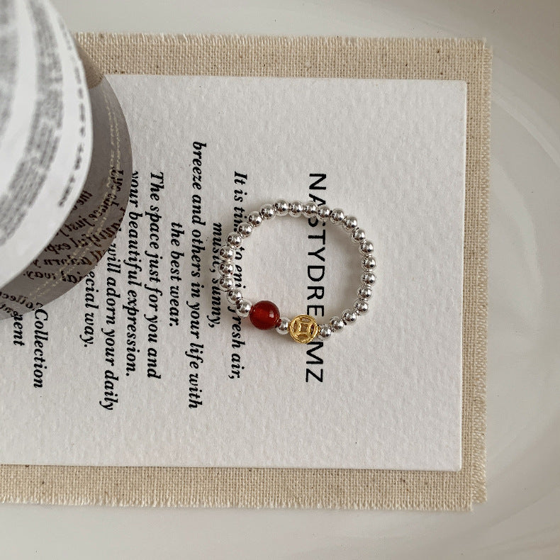 C廠-古風宮廷風葫蘆繡球愛心錢幣大象吉祥淡水珍珠彈力S925純銀戒指「RA」25.11-4