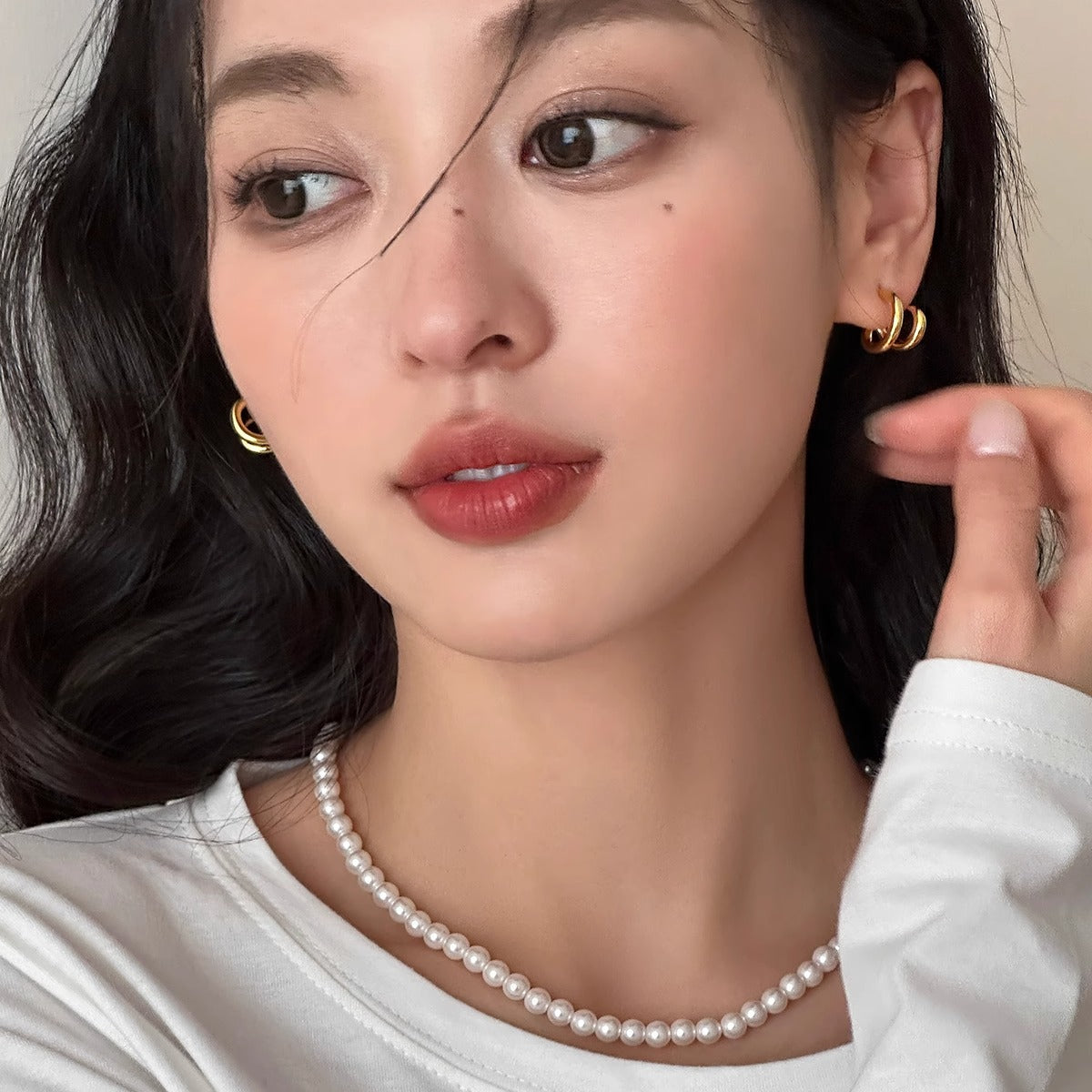 C廠-酷帥雙環素圈耳釘小眾設計高級感銀針耳環新爆耳圈耳飾女「EH-2853」25.09-1