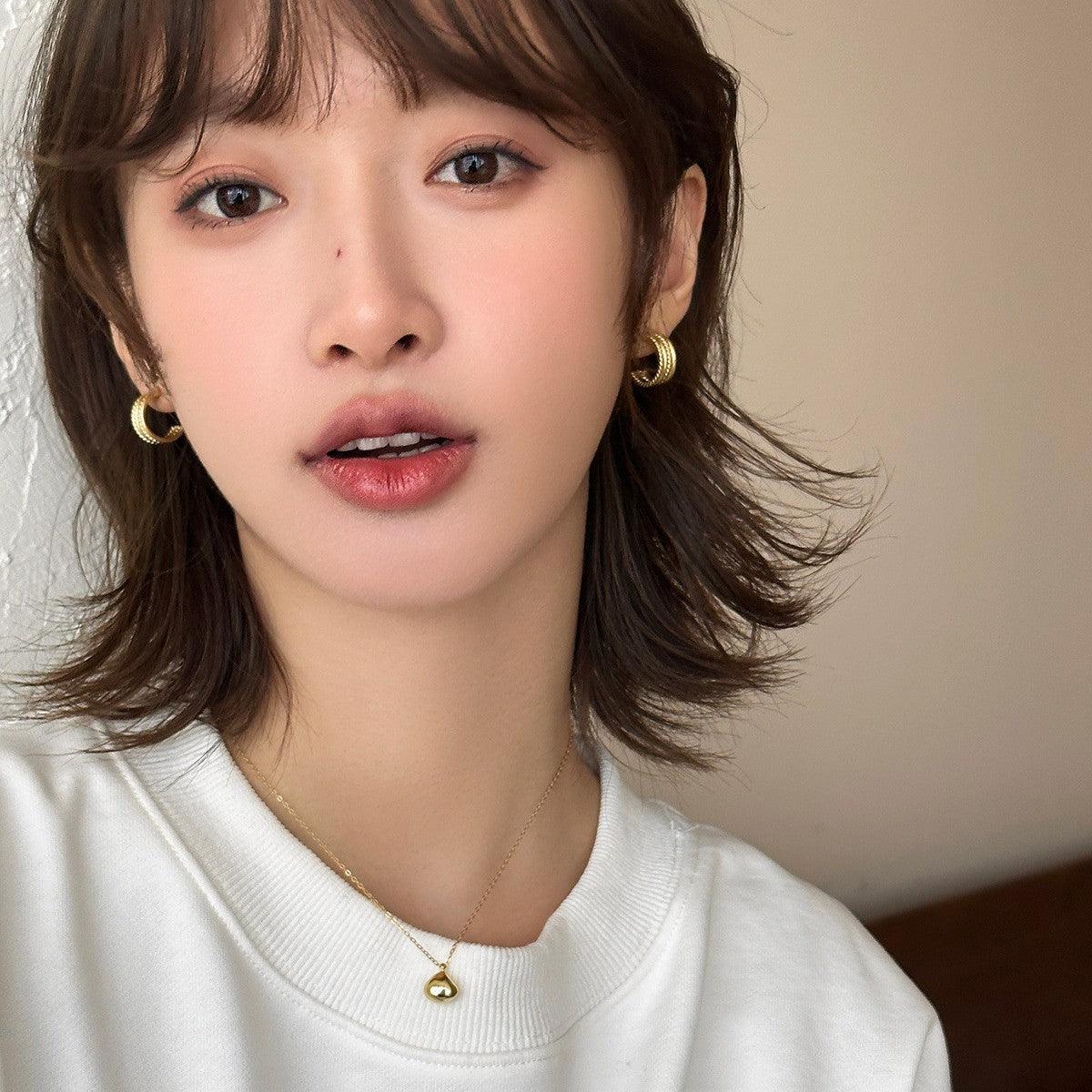 C廠-925銀針時尚復古風麻花編織耳釘女精緻設計感高級氣質新款耳飾「EH-3484」25.04-2