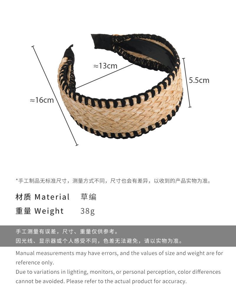 E廠-假風草編寬邊髮箍海邊拍照波西米壓頭箍時髦百搭壓髮髮卡髮飾品「26747」25.04-1