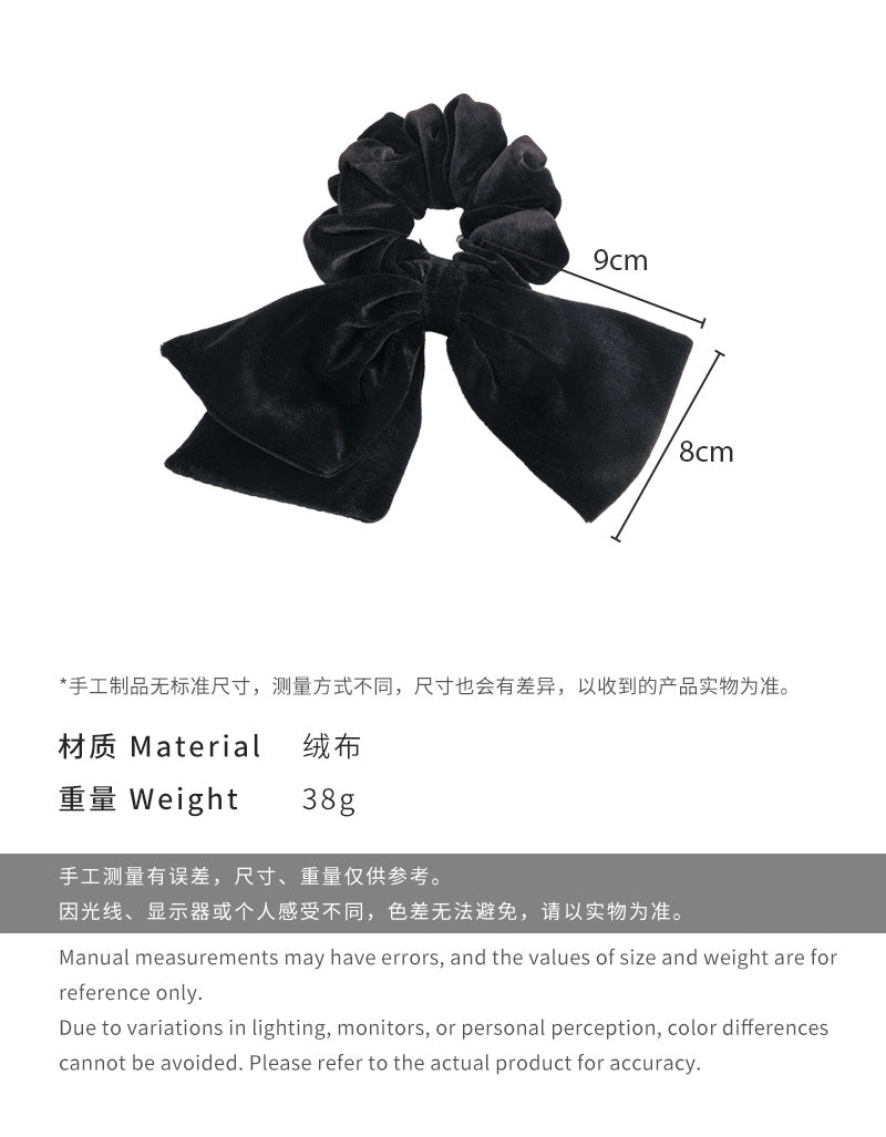 E廠-簡約氣質絲絨黑色蝴蝶結髮圈女2025新款高級感頭花頭繩扎頭髮皮筋「26853」25.04-4