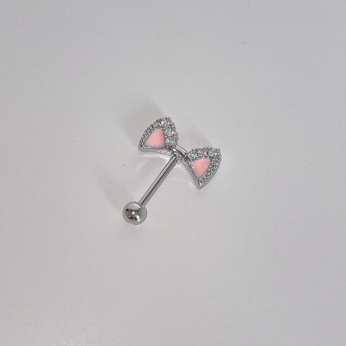 C廠-甜美可愛粉色貓耳耳骨釘女簡約百搭小香風鋯石滴油耳釘秋冬新耳飾「EH-4297」25.12-1