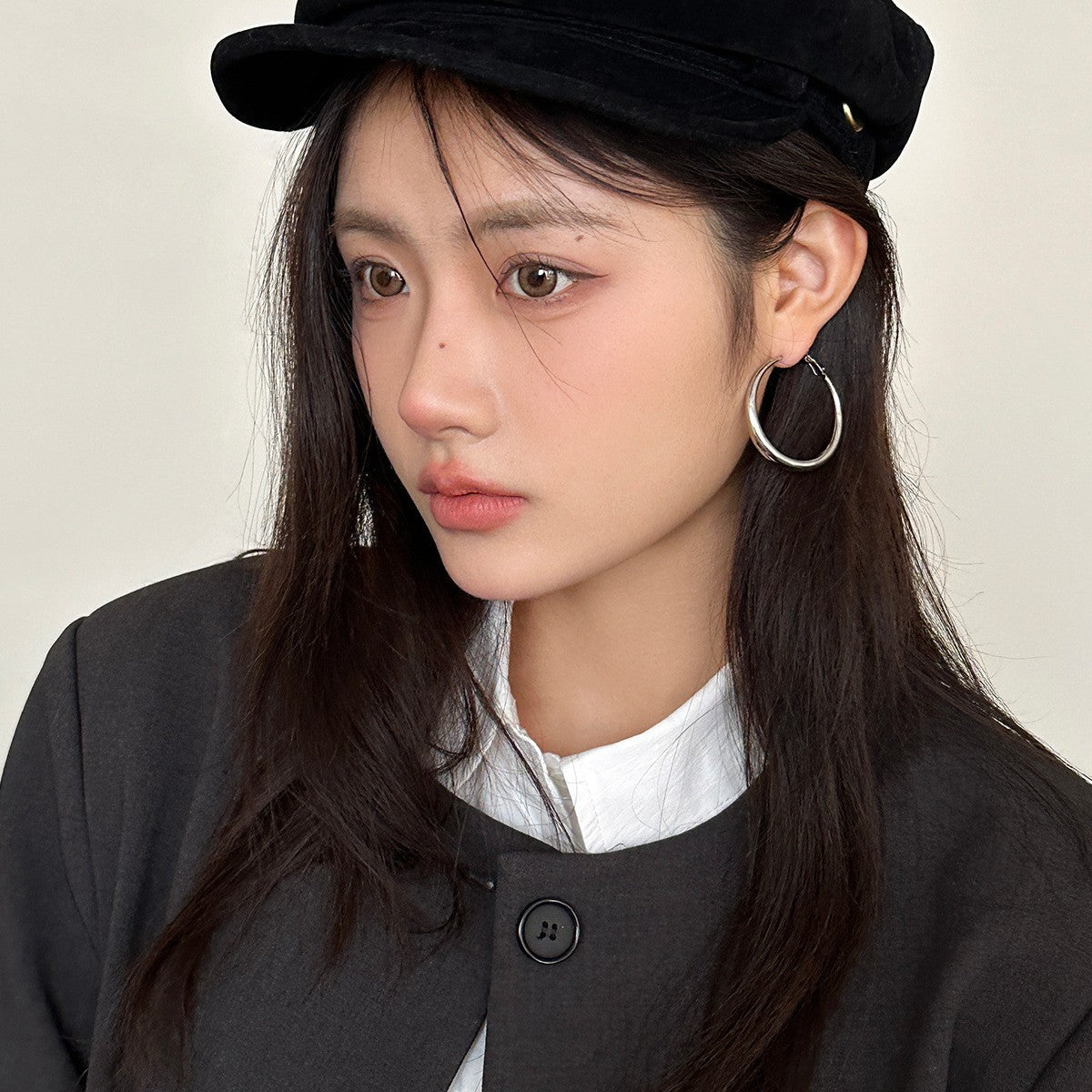 C廠-歐美復古大圓圈耳環女氣質輕奢高級感銀針耳圈甜酷辣妹冷淡風耳飾「EH-3506」25.05-3