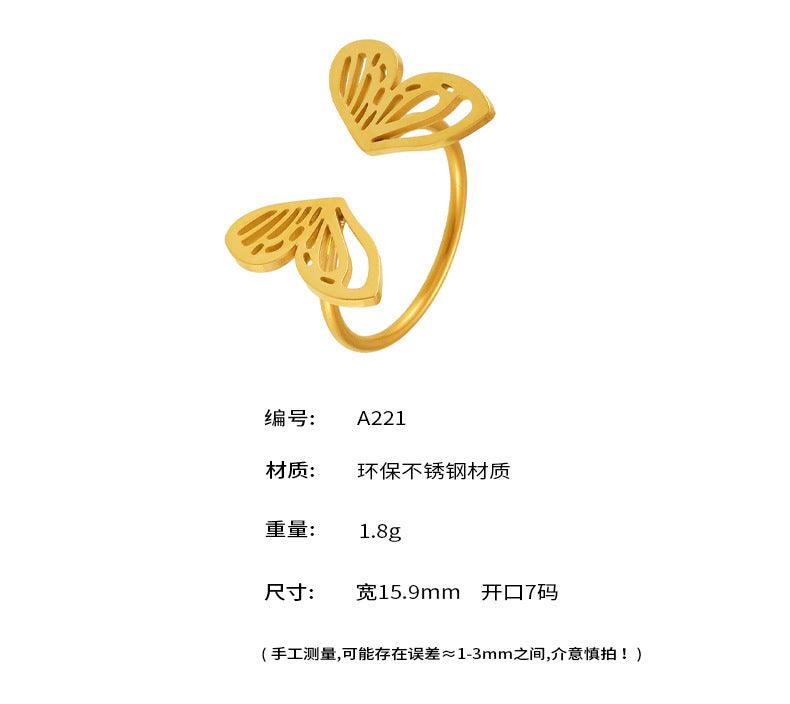 B廠-蝴蝶仙子戒指創意開口小眾設計不鏽鋼鍍18K真金保色手飾品「A221」25.03-1