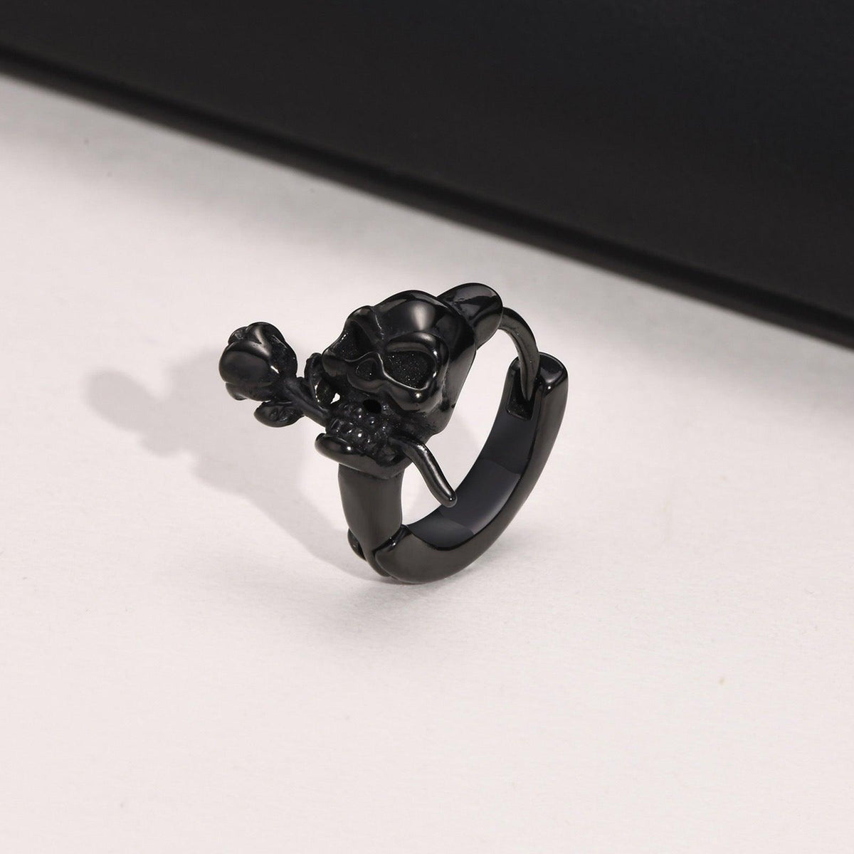 G廠-不鏽鋼骷髏頭玫瑰花耳圈 復古男士耳環朋克嘻哈飾品「EH-444」25.04-2