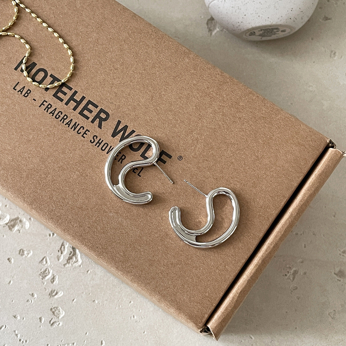 C廠-幾何C形銀針耳釘女時尚設計感高級秋冬耳環日韓時尚個性氣質耳飾「EH-4274」25.11-4