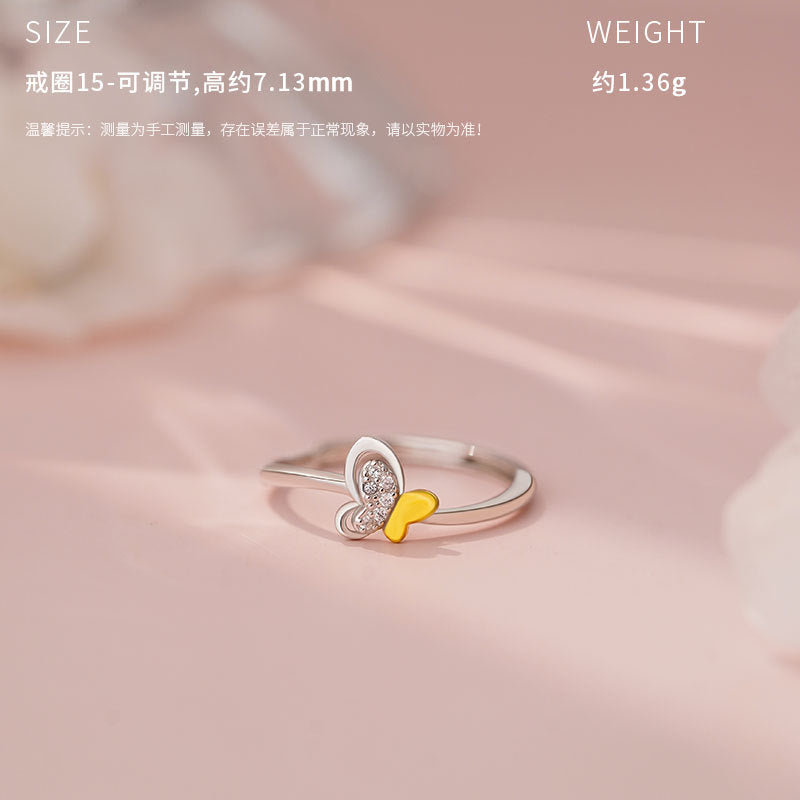 D廠-原創S999足銀蝶翼蛻光系列三件套清新韓風時尚獨特首飾批發「YC3578N_1 YC5064R_1 YC7042E_1」25.05-4