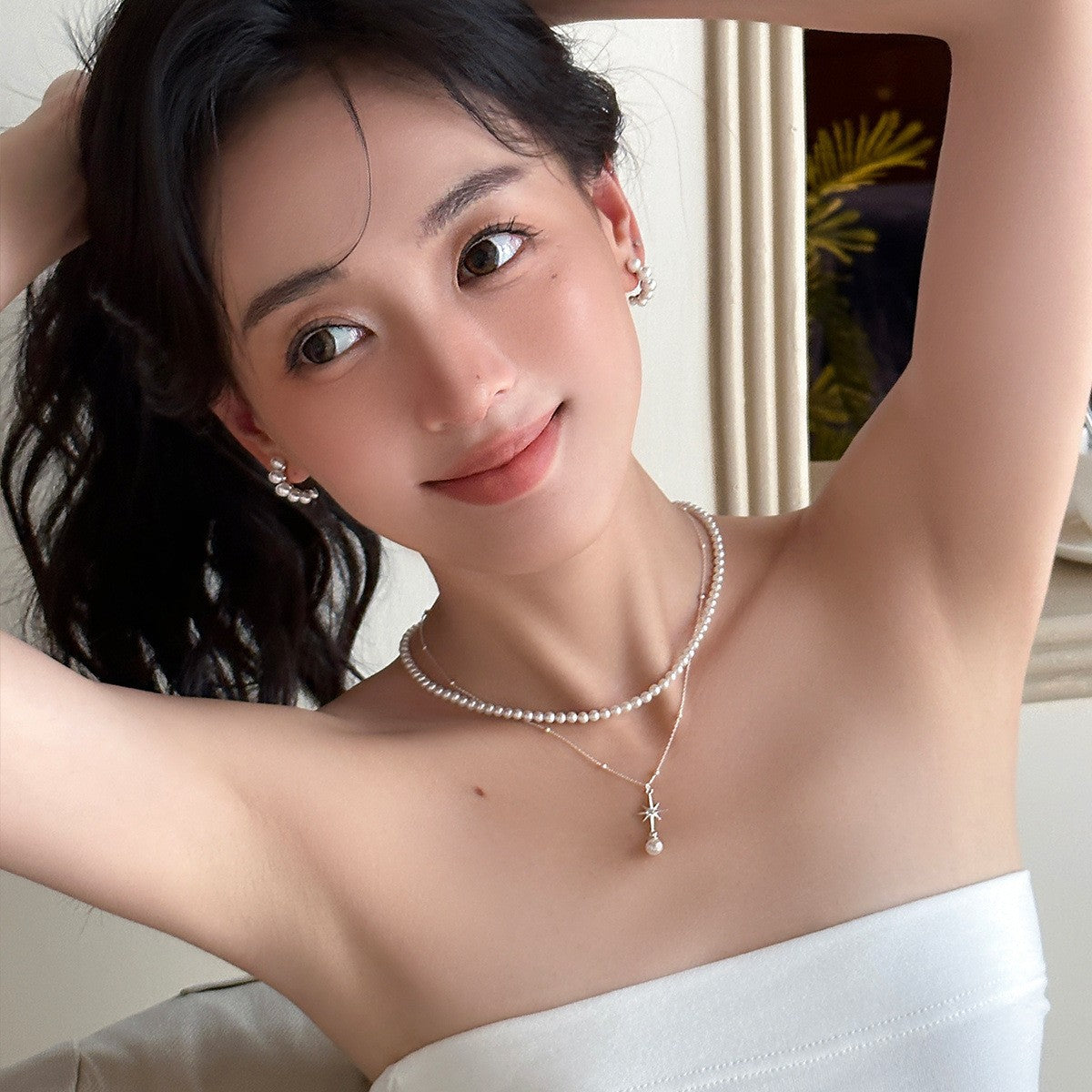C廠-法式復古珍珠耳釘女輕奢小眾氣質高級感大氣銀針耳環精緻百搭耳飾「EH-3793」25.09-1