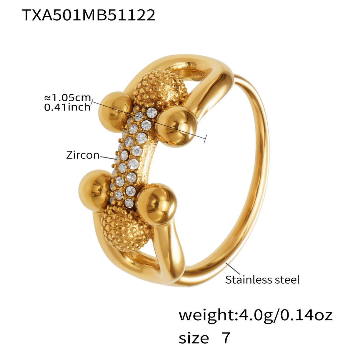 B廠-不鏽鋼馬蹄扣帶鑽飾品耳環戒指手鍊項鍊首飾套裝鍍18k真金不掉色「TXP501」25.11-4