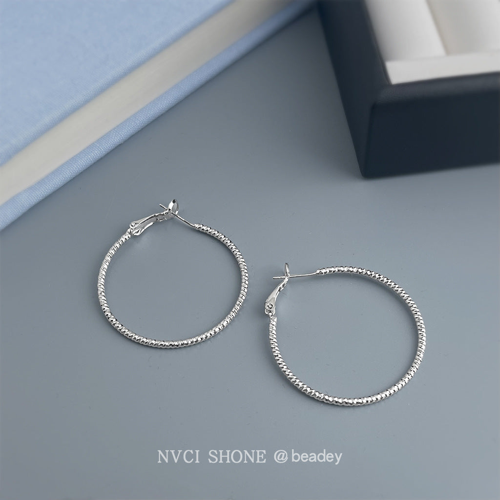 A廠-時尚個性冷淡風大耳圈圓圈銀針高級感通勤百搭工廠耳飾「7165-7172」25.11-4