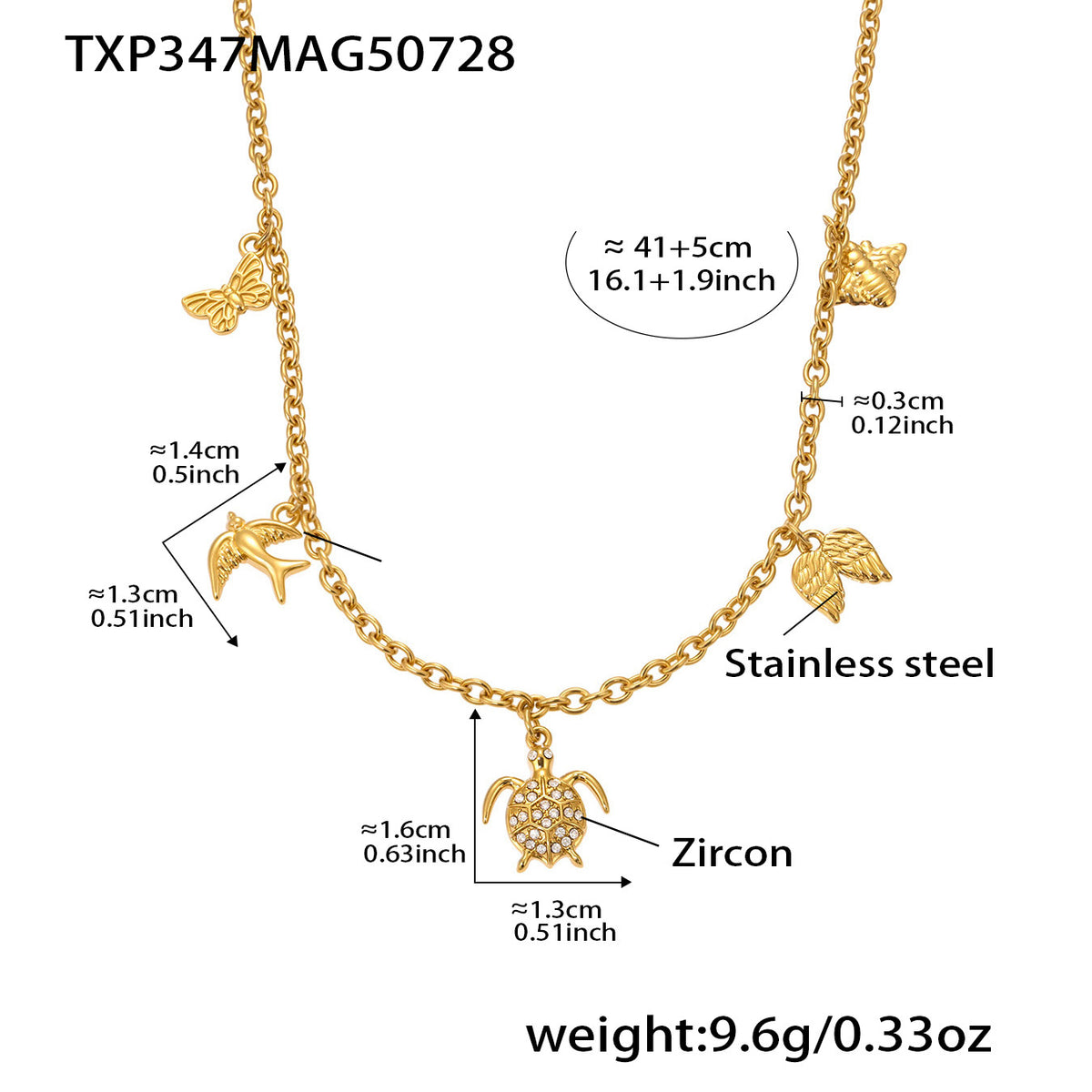 B廠-超閃5A鋯石愛心花朵鎖骨項鍊ins風手鍊不鏽鋼18K金時尚首飾「TXP346」25.08-1