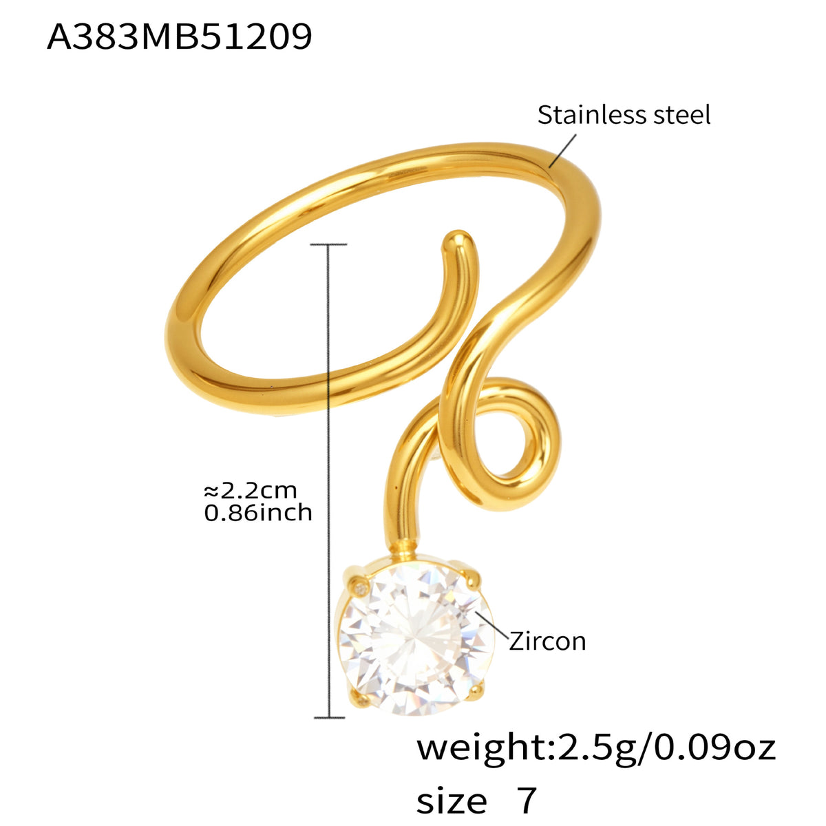 B廠-不鏽鋼細鑽鑲嵌鋯石開口戒指組合鍍18k真金INS小眾時尚設計手飾品「A382-A-A622-A674」25.12-3