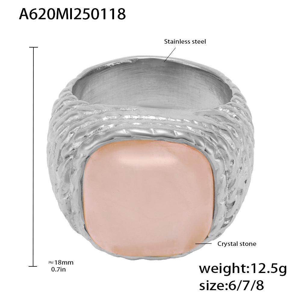 B廠-美拉德虎眼石戒指中古精工不鏽鋼18K真金走秀珠寶首飾批發「A620」25.02-1
